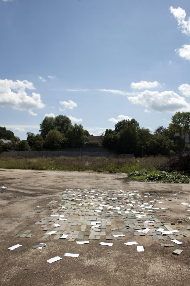 Post_pixel_panel_Installation_aus_Postkarten_Pixel